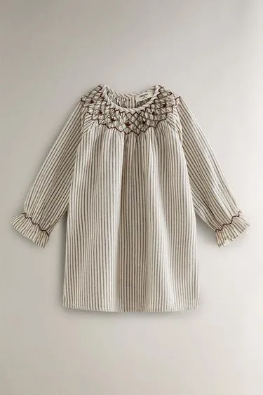 Детское ночное платье с полосками для рождества с оборками