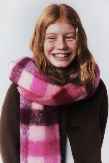 Шарф в клетку из трикотажа- Заказать в России