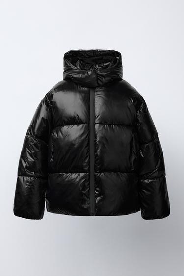 Zara SHINY HOODED PUFFER JACKET WITH FAUX FUR LINING купить с доставкой.