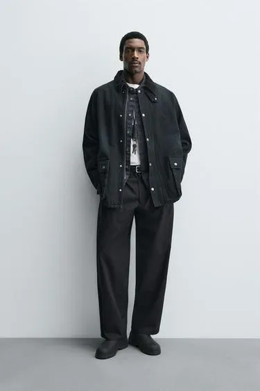 Джинсовая куртка с комбинированным воротником- Заказать в России