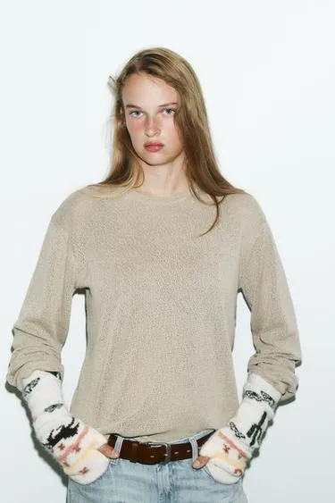 Трикотажные митенки с принтом- Заказать в России