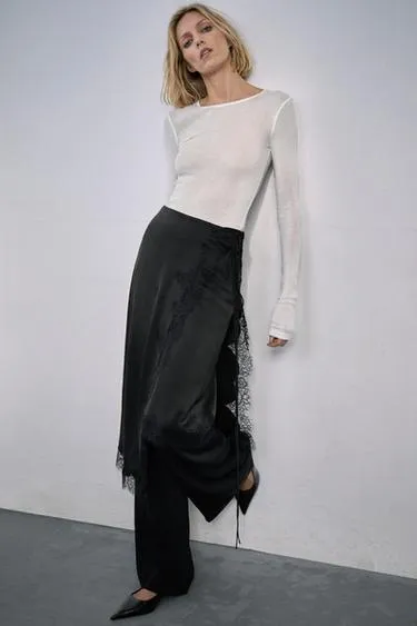 Атласная юбка с кружевом — ZW COLLECTION- Заказать в России