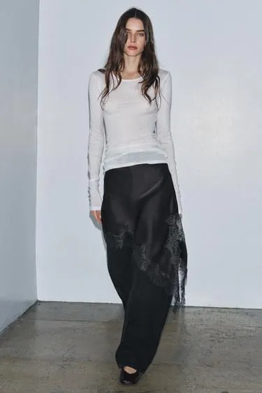 Юбка из коллекции ZW из атласа с кружевным краем