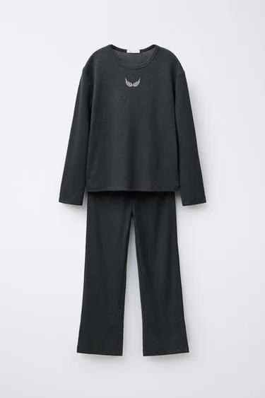 Пижама с вышивкой и блестками для детей от 6 до 14 лет