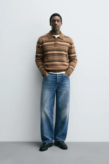 Трикотажное поло жаккардовое геометрическое- Заказать в России