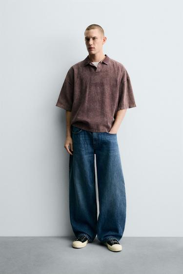 Zara Поло с текстурированным принтом