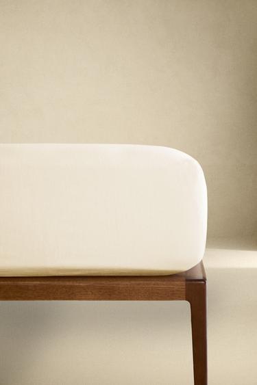 Zara Рождественский прослоченный льняной и хлопковый простынь | 30 см высота