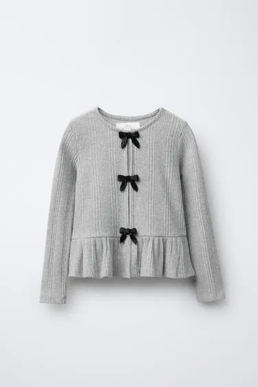 Футболка в рубчик SOFT TOUCH с бантами- Заказать в России