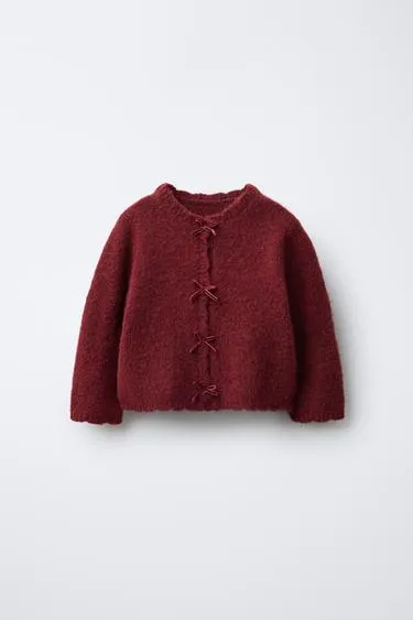 VELVET BOW CARDIGAN- Заказать в России