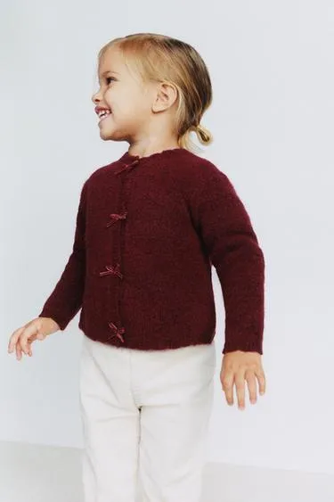 Кардиган с бархатным бантом- Заказать в России