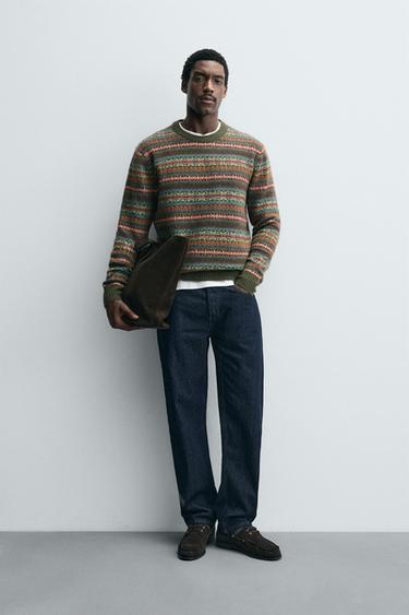 Zara Жаккардовый свитер с геометрическим узором купить с доставкой.