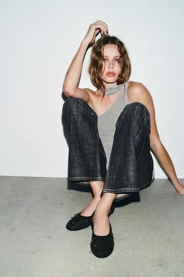 Балетки из сетчатой ткани с блеском