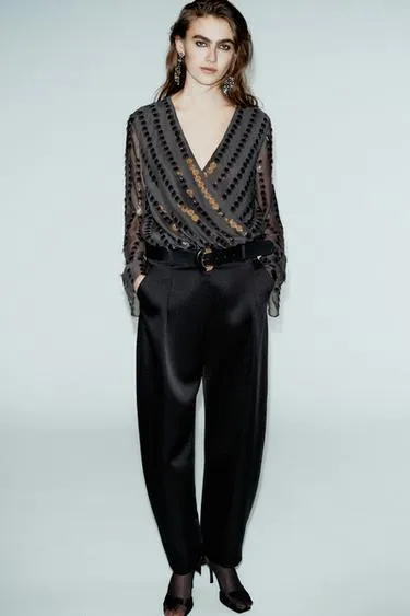 Атласные брюки BARREL с ремнем