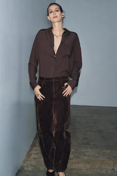 Джинсы BALLOON-FIT с высокой посадкой и флокированием — ZW COLLECTION