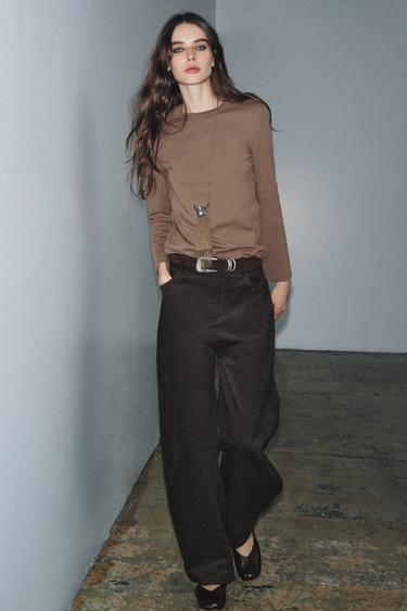 Zara Футболка INTERLOCK с длинными рукавами купить с доставкой.