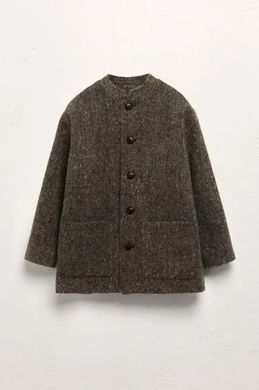 Пальто с отделкой из шерсти с отложным воротником, ограниченное издание | 6-10 лет- Заказать в России