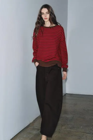 Свитер из 100% шерсти в полоску- Заказать в России