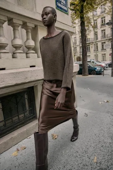 Джемпер вязаный, контрастная отстрочка- Заказать в России