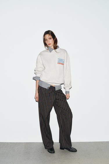 Zara Брюки в пижамном стиле в клетку