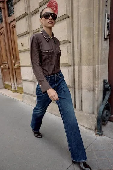 Рубашка с окантовкой и рельефным узором- Заказать в России