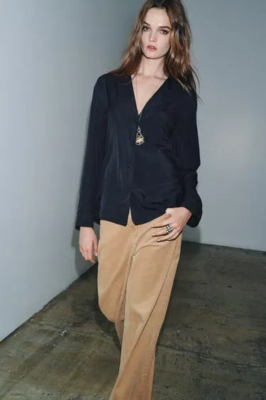 Свободная рубашка с карманом ZW COLLECTION