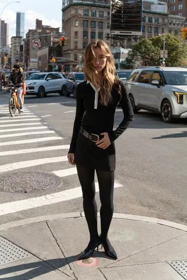 Контрастный поло-топ из интерлока