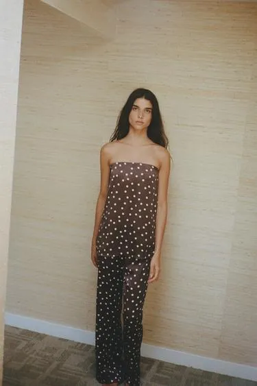 Атласный топ без бретелей