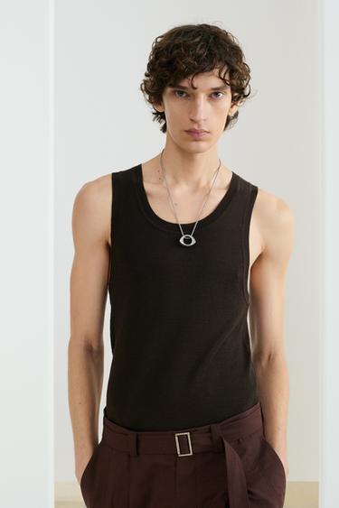 Zara Вязаный топ без рукавов