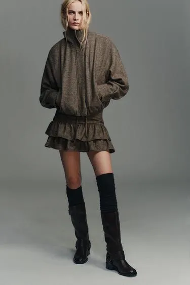 Куртка в елочку из смесовой шерсти- Заказать в России