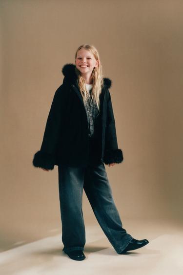 Zara Парка с капюшоном и искусственным мехом