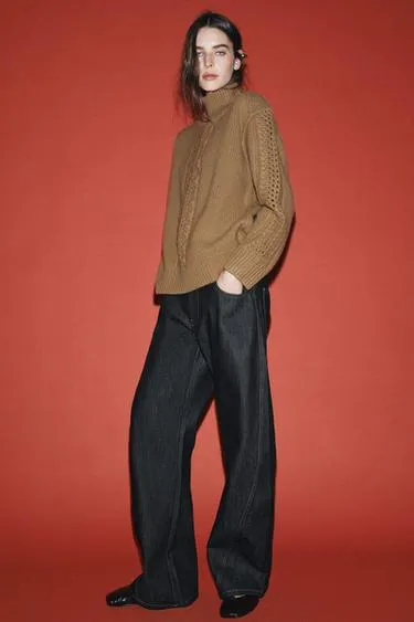 Свитер из 100% шерсти с узорчатым плетением- Заказать в России