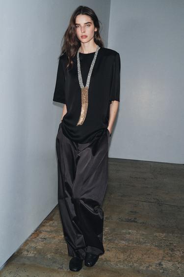 Zara Топ с подплечниками ZW COLLECTION