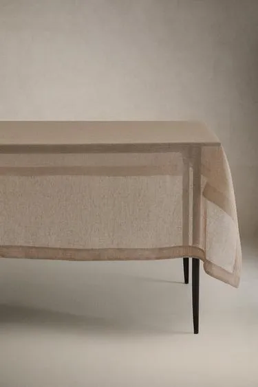 Льняная рождественская скатерть с металлической нитью- Заказать в России