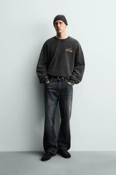 Толстовка с эффектом потертости и надписью- Заказать в России