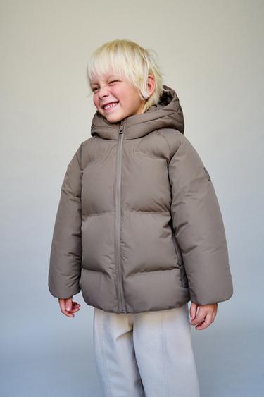 Zara Утепленное пальто с капюшоном WATER REPELLENT