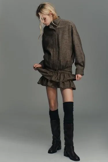 Юбка-шорты из шерстяной ткани в елочку- Заказать в России