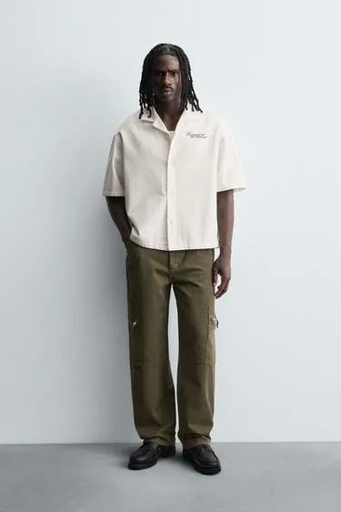 Рубашка свободного кроя с принтом- Заказать в России