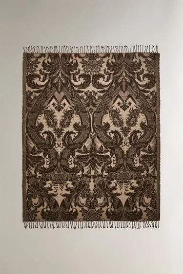 Плед с цветочным жаккардом- Заказать в России