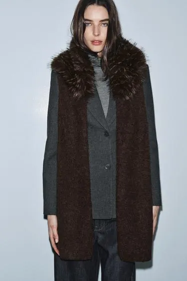 Комбинированный шарф из искусственного меха