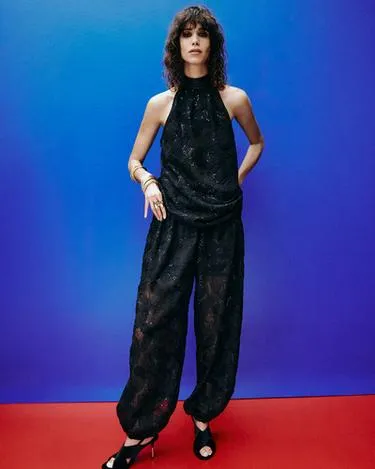 Широкие брюки с пайетками- Заказать в России