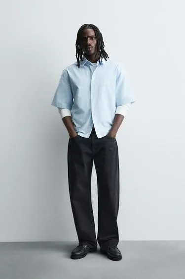 Рубашка в полоску с вышитым узором- Заказать в России