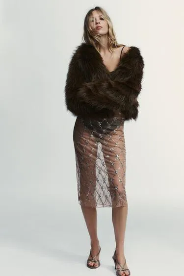 Юбка миди с вышивкой и бисером- Заказать в России