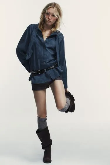 Хлопковая рубашка в клетку с шарфом- Заказать в России