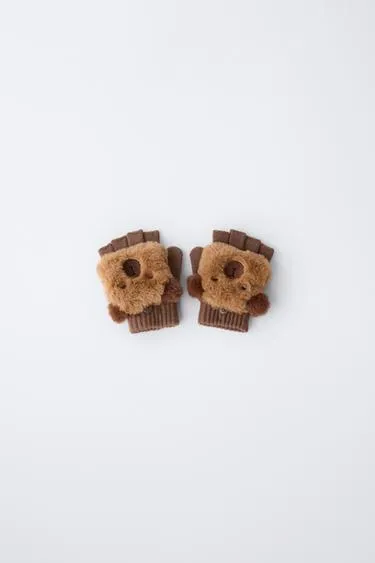 Митенки из искусственного меха «капибара»