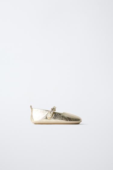 Zara Балетки из металлической кожи купить с доставкой.