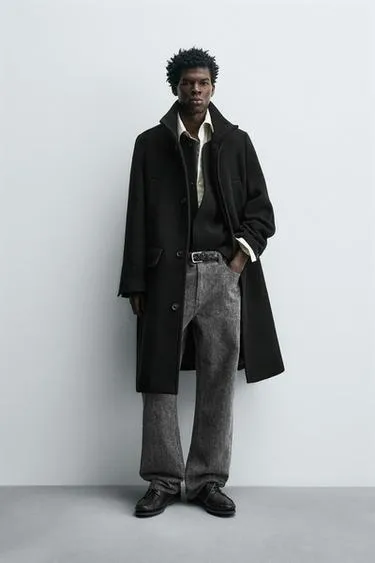 Длинное пальто с шерстью