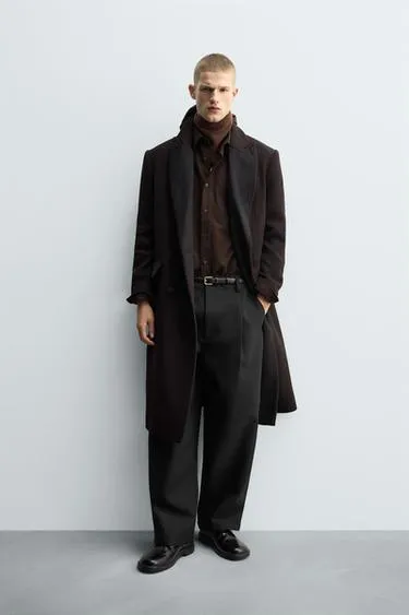 Пальто из шерсти с контрастными лацканами- Заказать в России