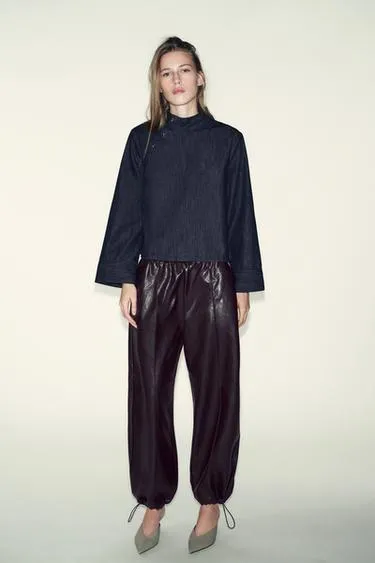 Джинсовая рубашка Z1975 с высоким воротником- Заказать в России