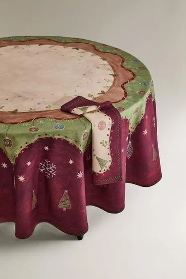 Хлопковый столовый скатерть с рождественским принтом- Заказать в России