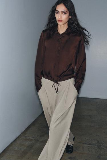 Zara Атласная рубашка ZW COLLECTION